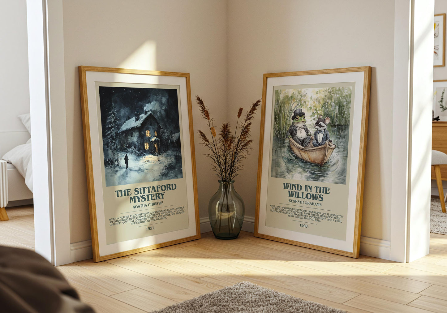 The Sittaford Mystery bookish poster paired in gallery wall – literary art prints