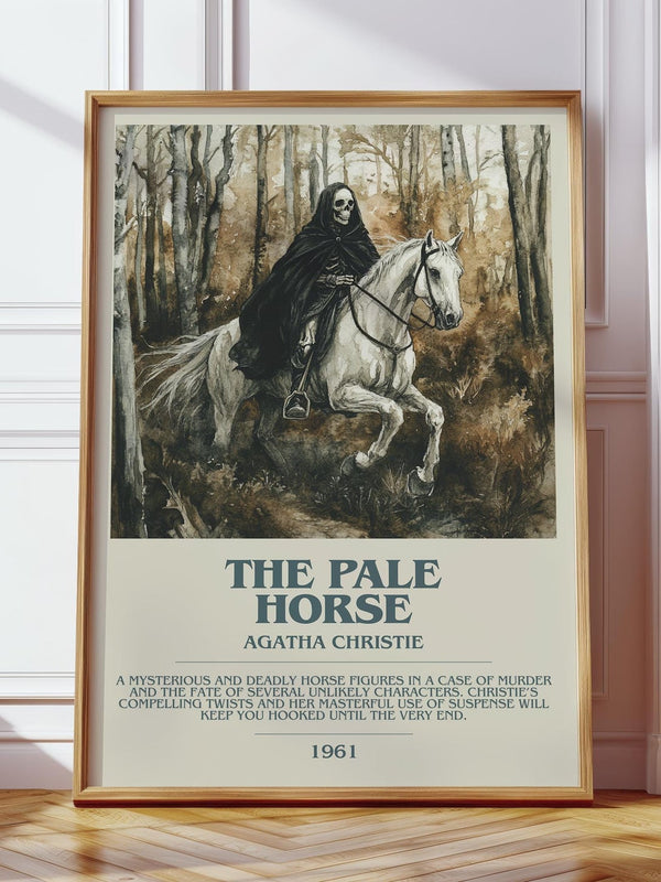 The Pale Horse bookish print in frame leaning in hallway – mystery wall art