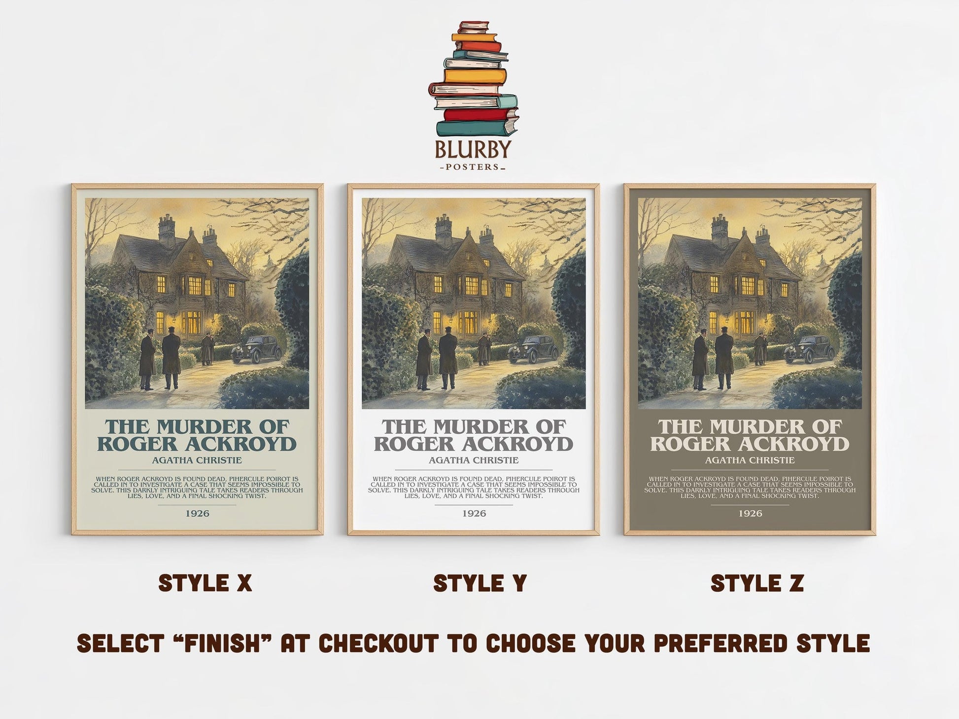 The Murder of Roger Ackroyd bookish poster colour and style options – Agatha Christie book art