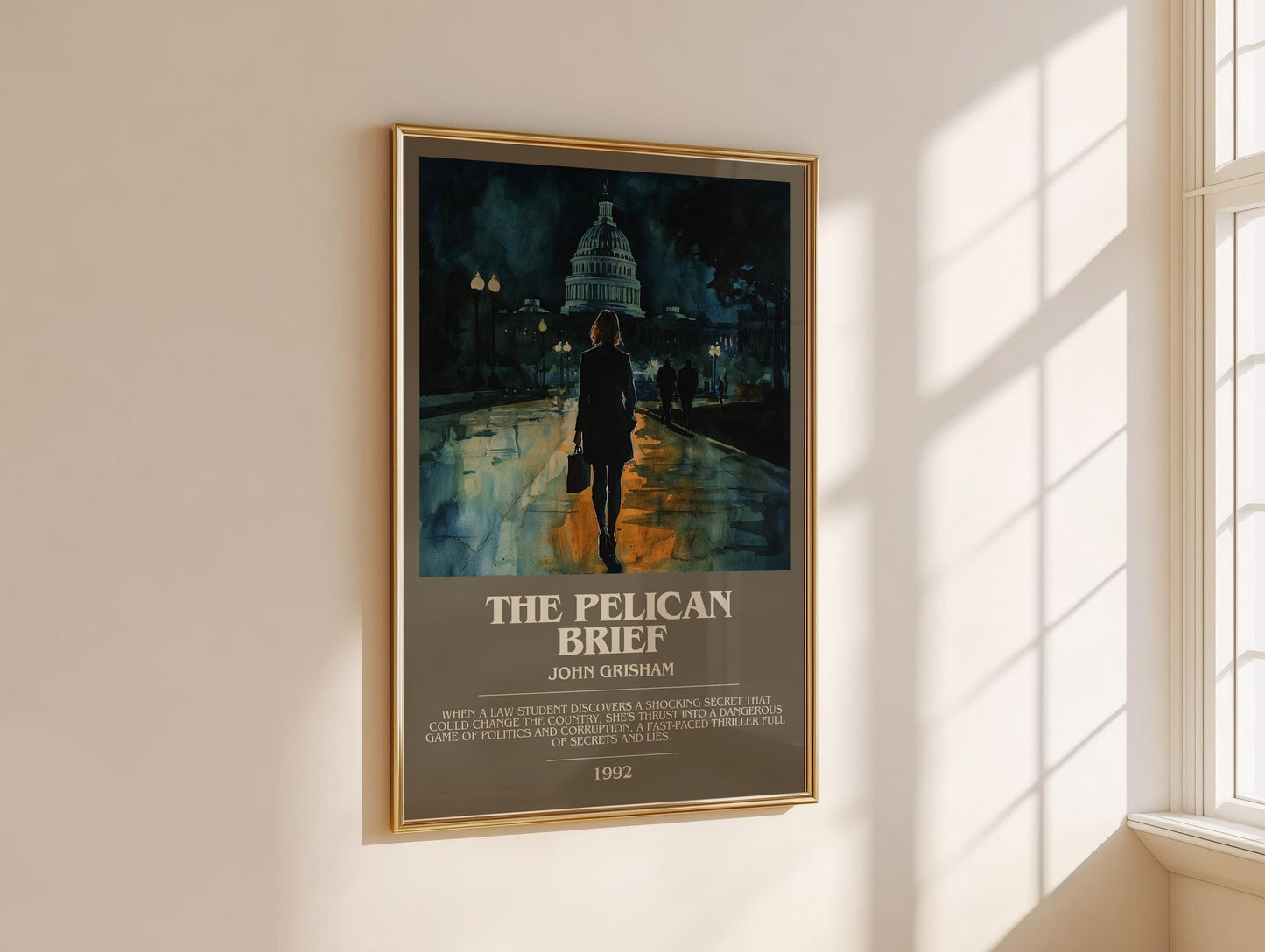 The Pelican Brief bookish book poster framed on wall – thriller wall art
