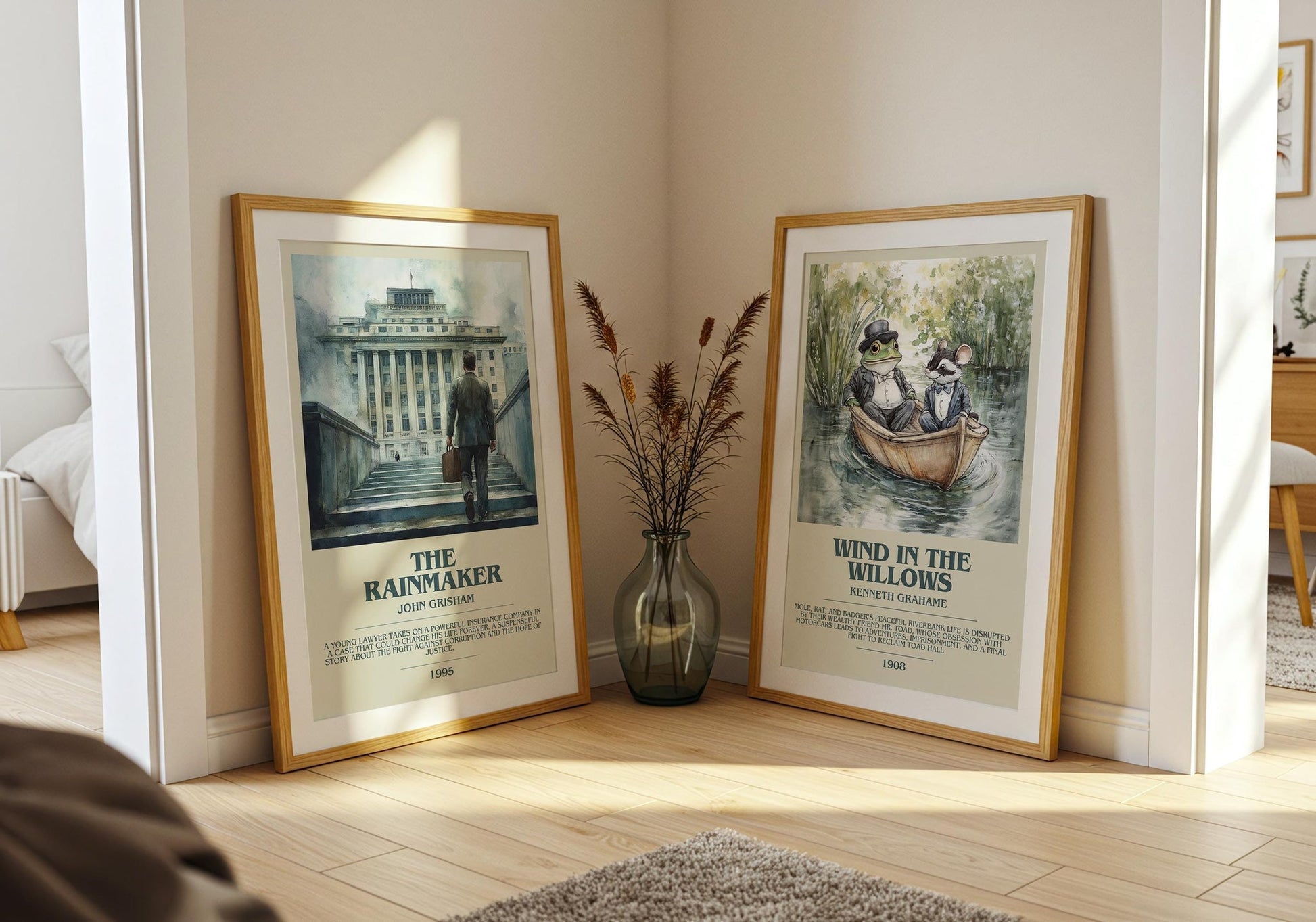 The Rainmaker bookish poster paired in gallery wall – literary art prints