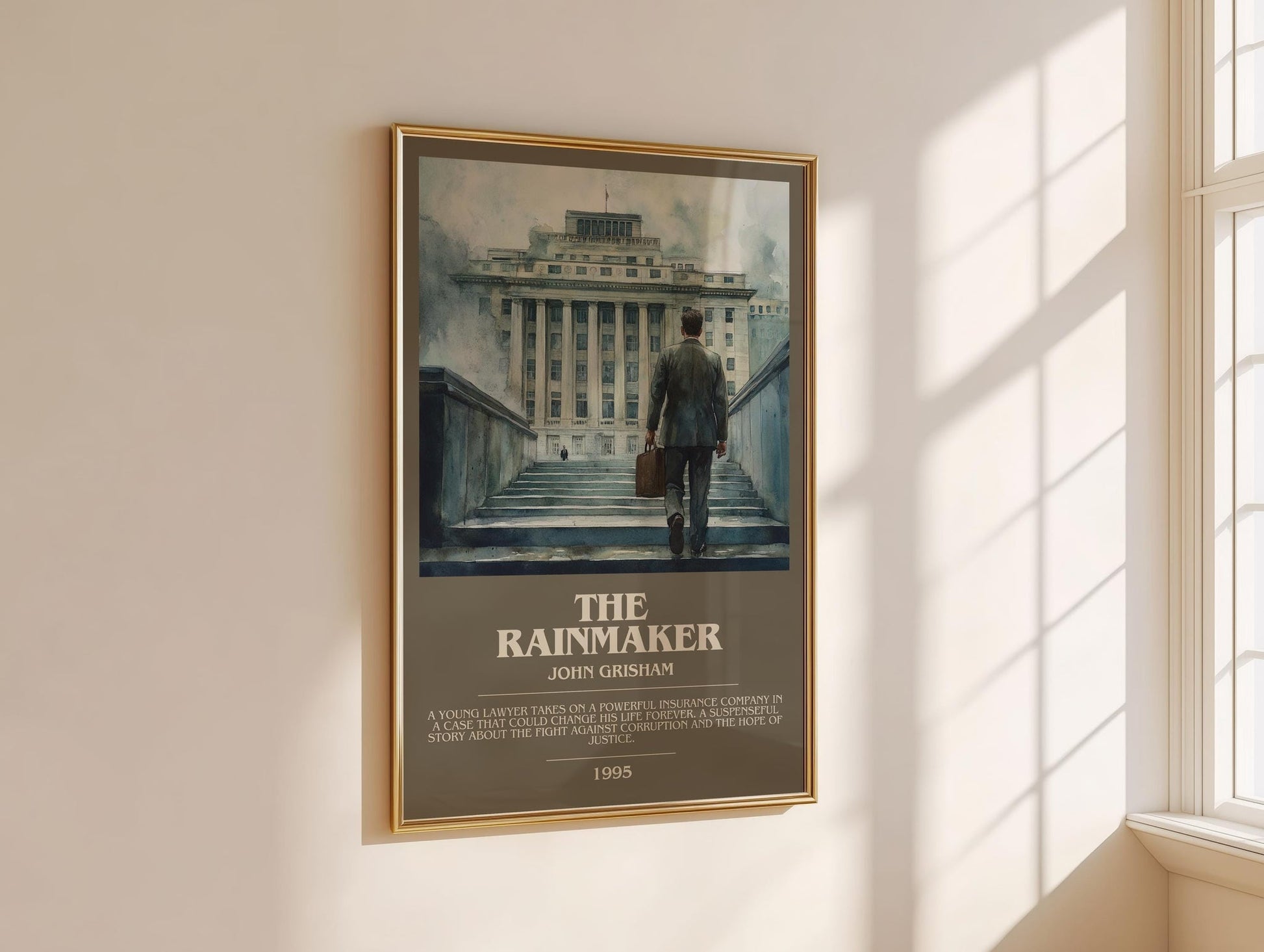 The Rainmaker bookish book poster framed on wall – thriller wall art