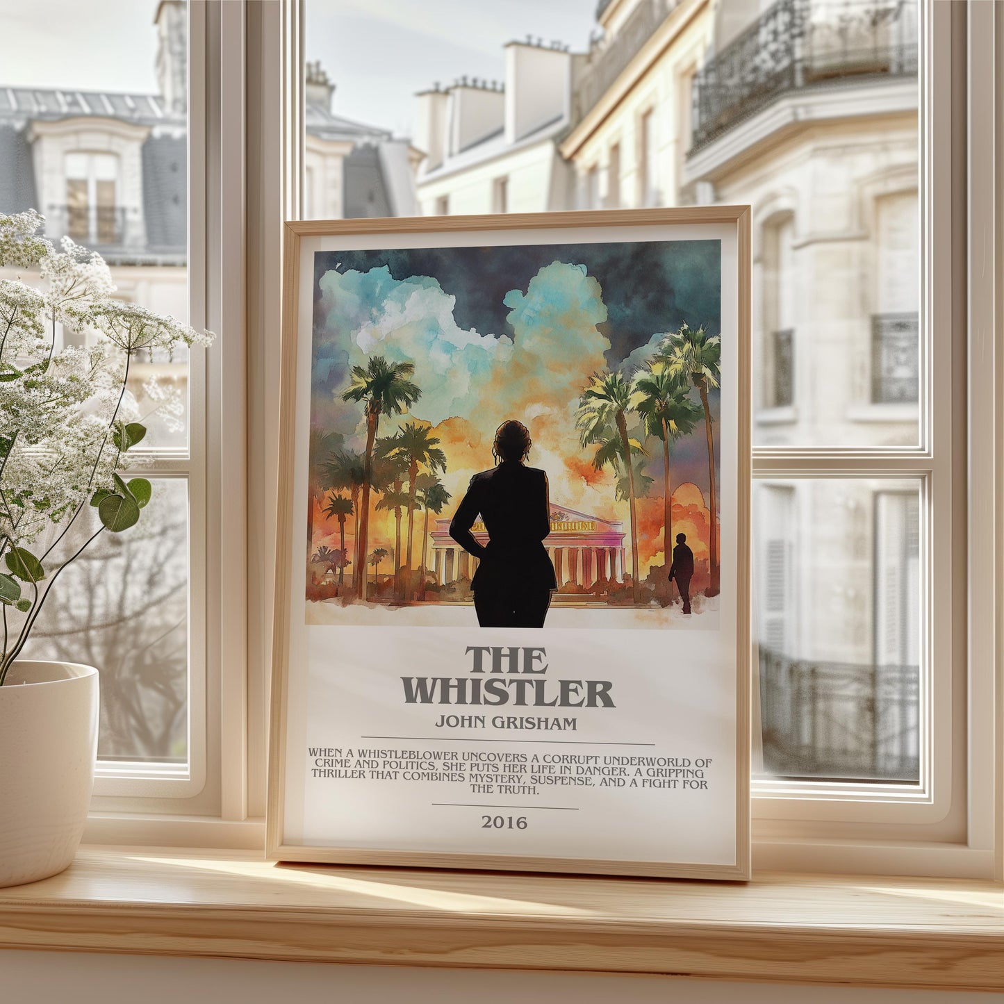 The Whistler bookish print framed by window – literary home decor