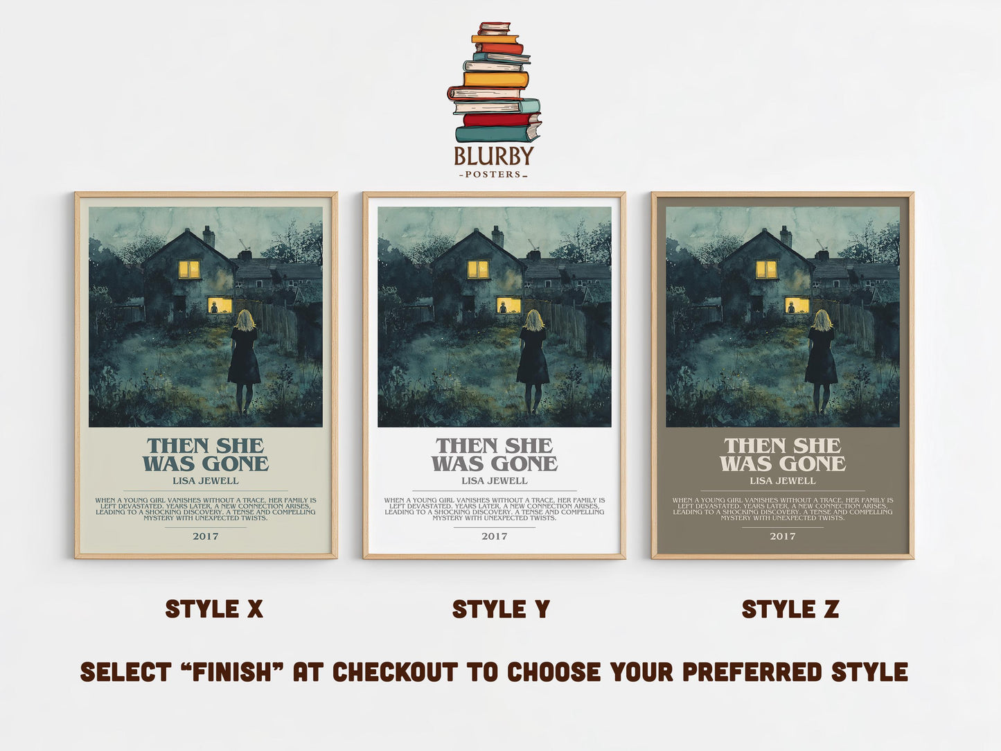 Then She Was Gone bookish poster colour and style options – Lisa Jewell book art