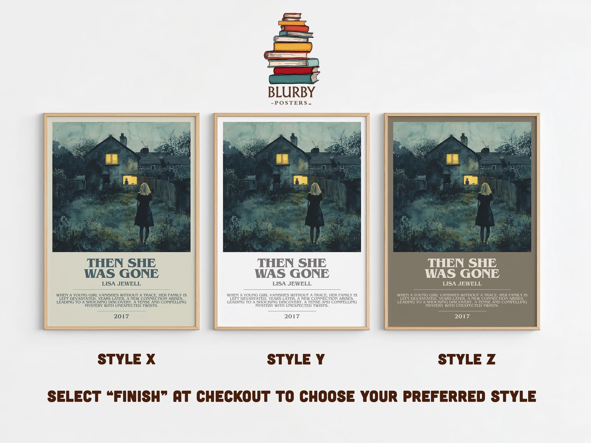 Then She Was Gone bookish poster colour and style options – Lisa Jewell book art