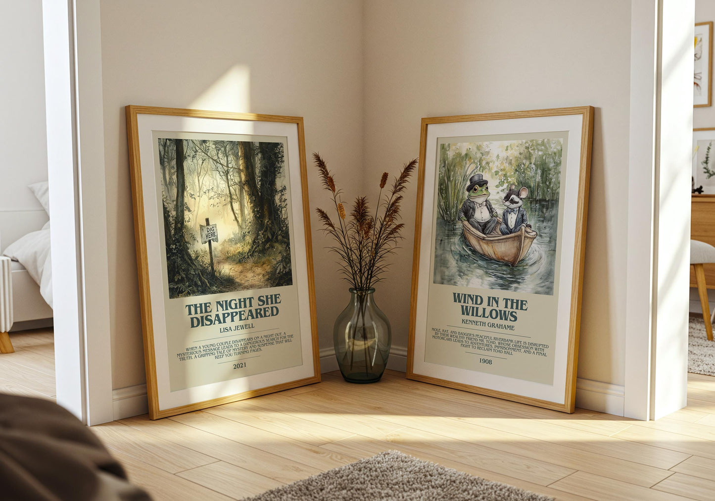 The Night She Disappeared bookish poster paired in gallery wall – literary art prints
