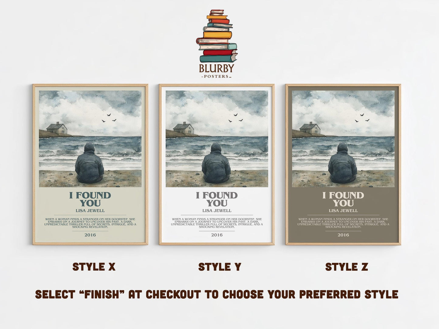 I Found You bookish poster colour and style options – Lisa Jewell book art