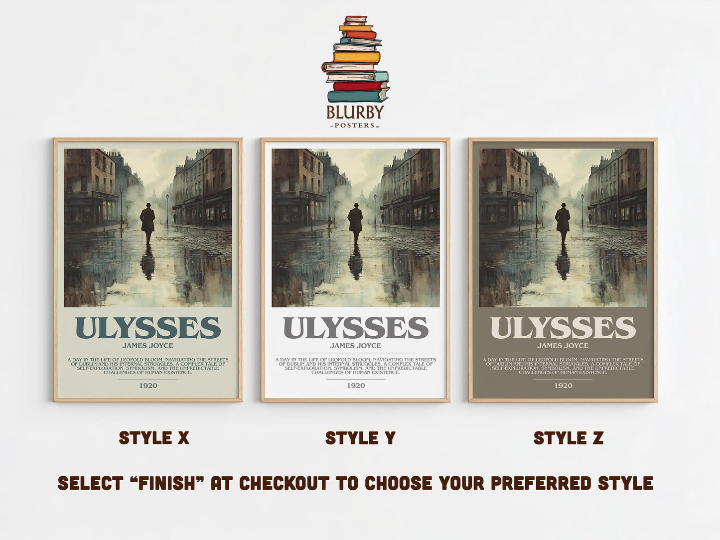 Ulysses bookish poster colour and style options – James Joyce book art