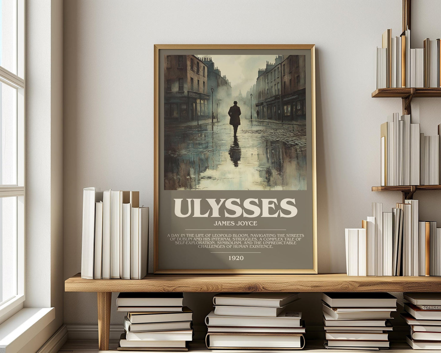 Ulysses bookish print on bookshelf – James Joyce fan gift