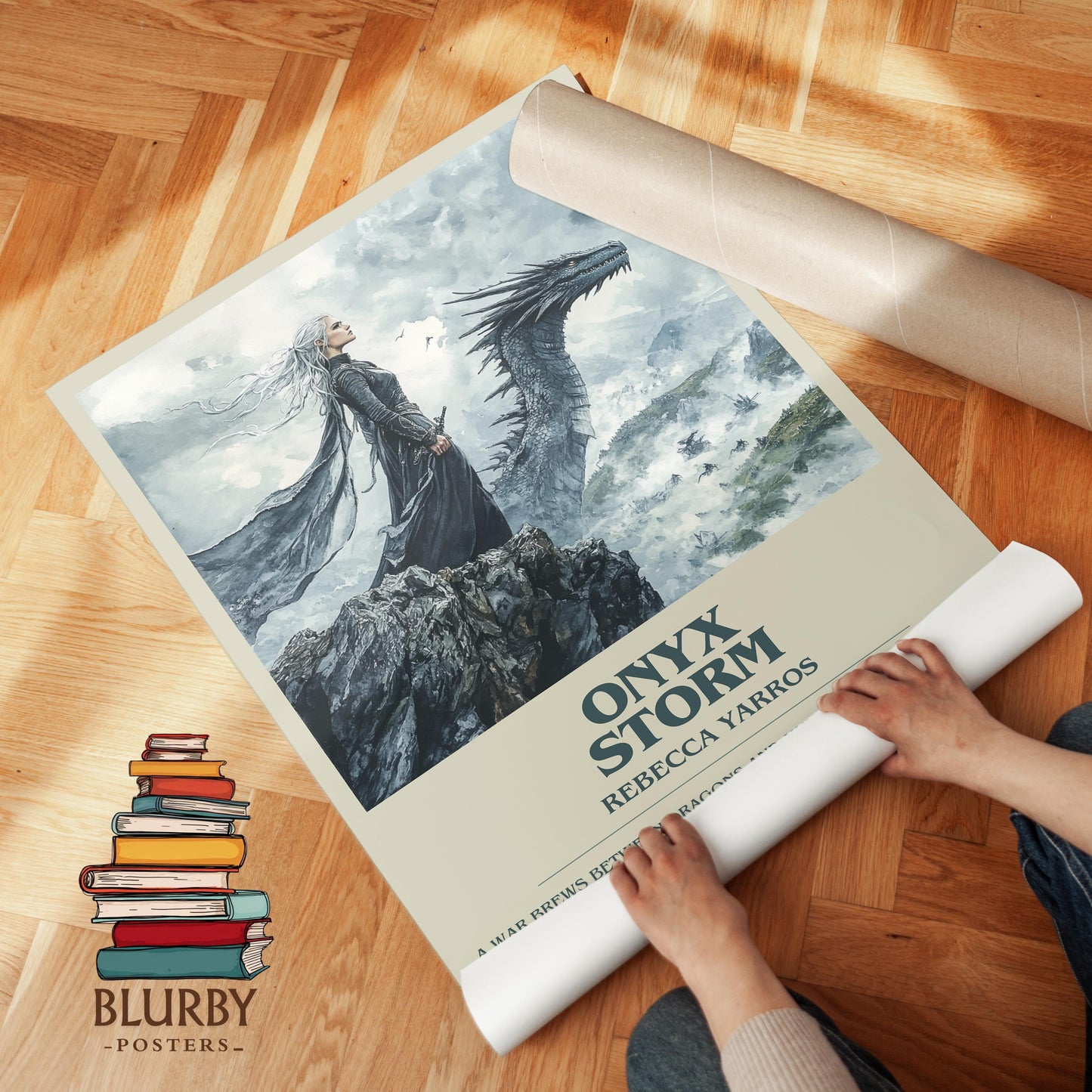 Onyx Storm book poster packaging – museum-quality print rolled in protective tube