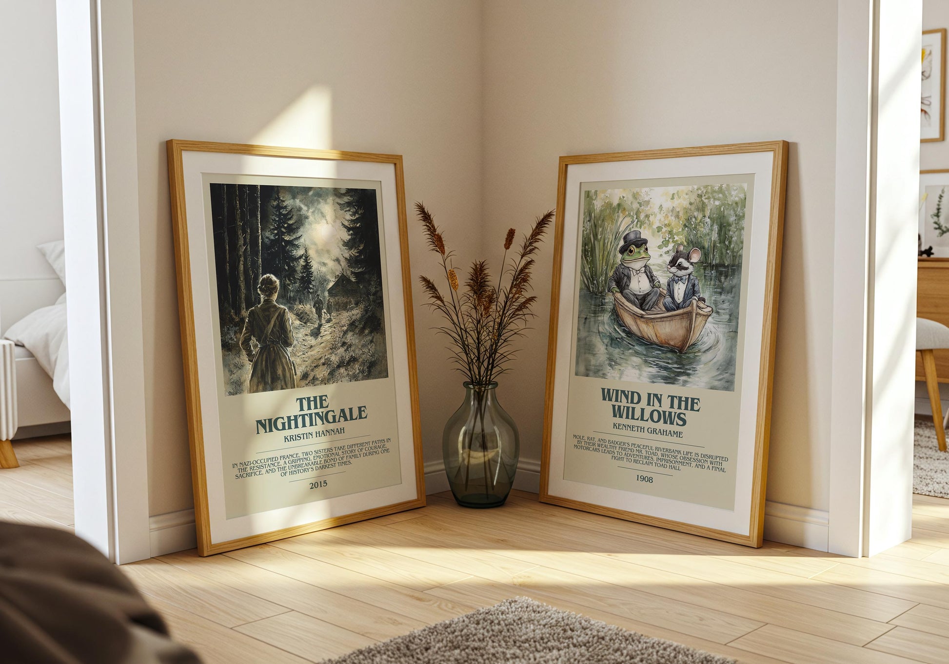 The Nightingale bookish poster paired in gallery wall – literary art prints