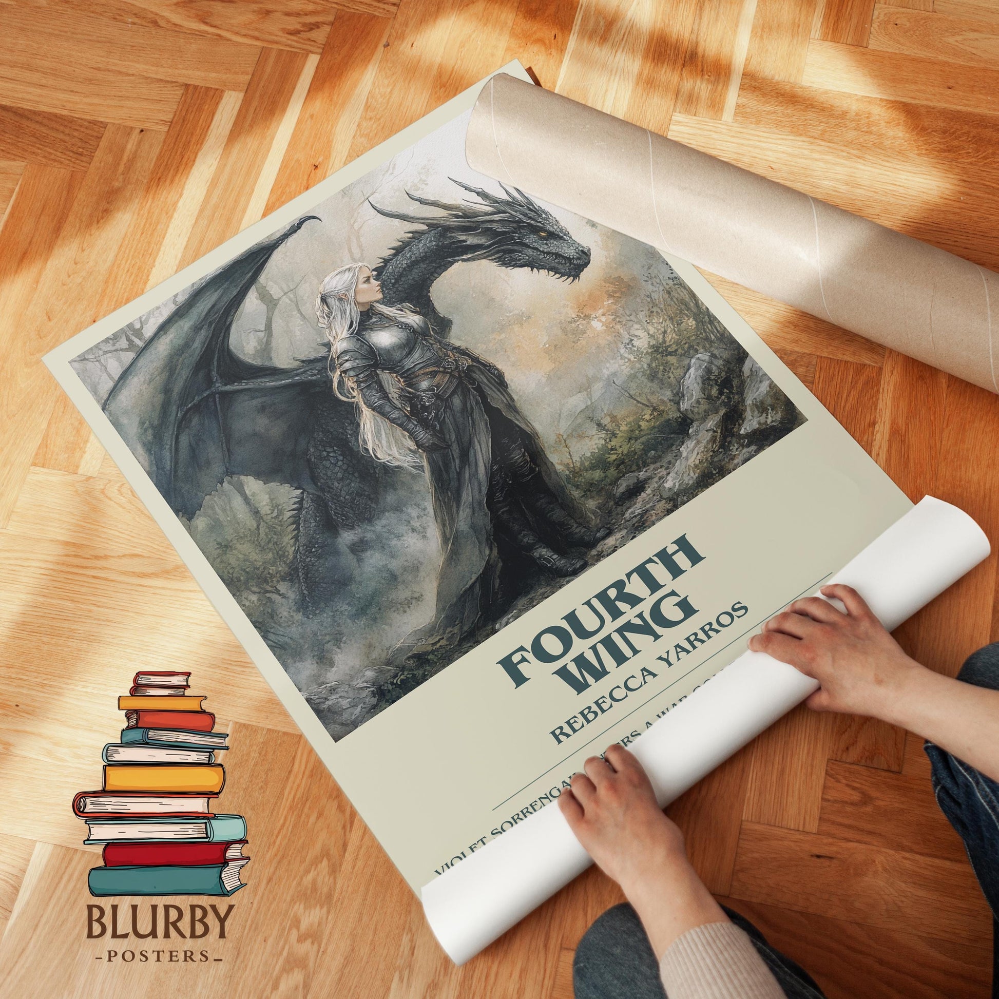 Fourth Wing by Rebecca Yarros | Descriptive Modern Book Art | Poster