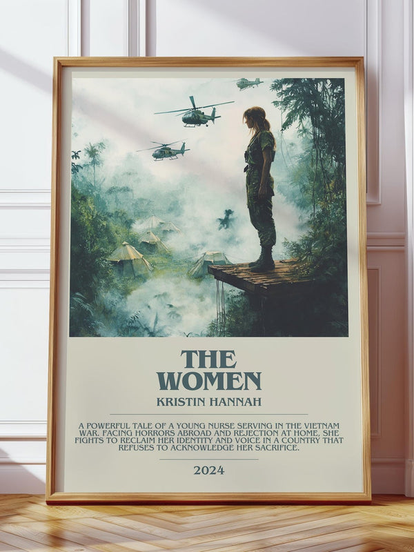 The Women bookish print in frame leaning in hallway – historical fiction wall art