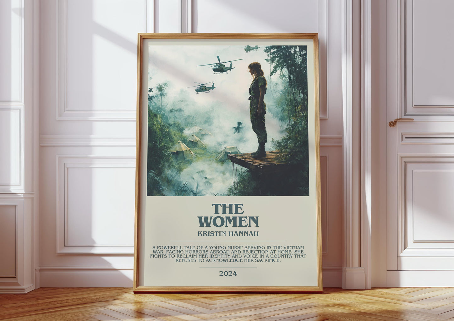 The Women bookish print in frame leaning in hallway – historical fiction wall art