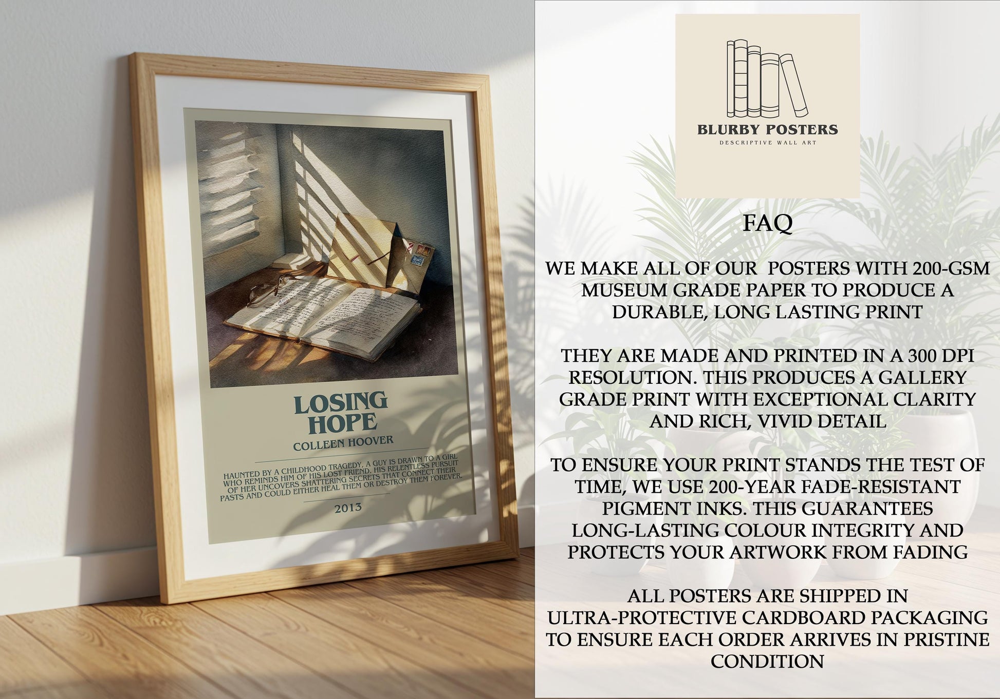 Loosing Hope by Colleen Hoover | Descriptive Book Poster | Modern