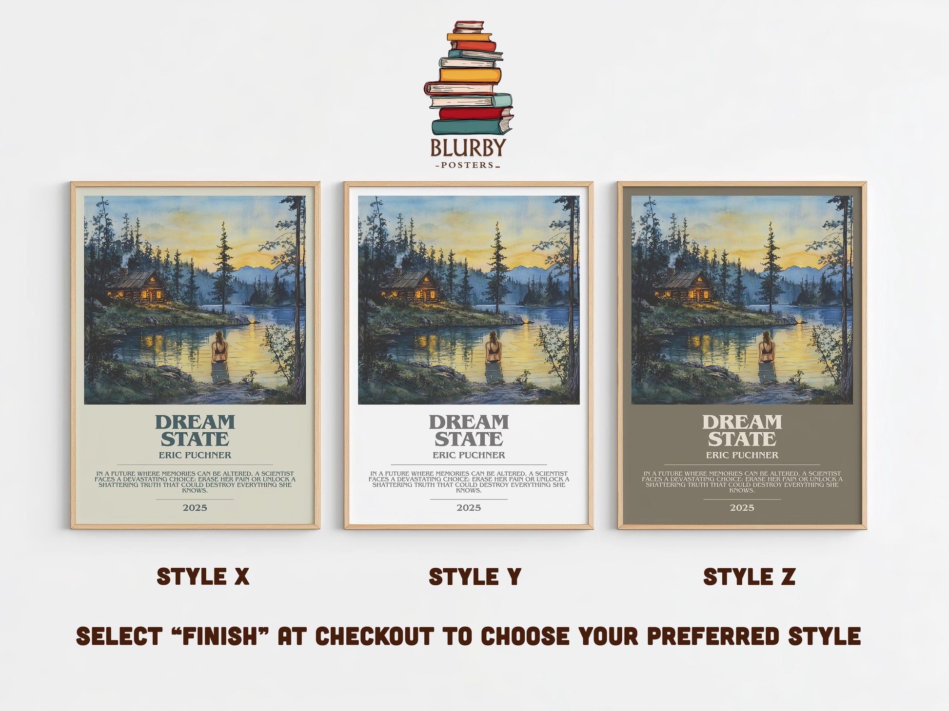 Dream State bookish poster colour and style options – Eric Puchner book art
