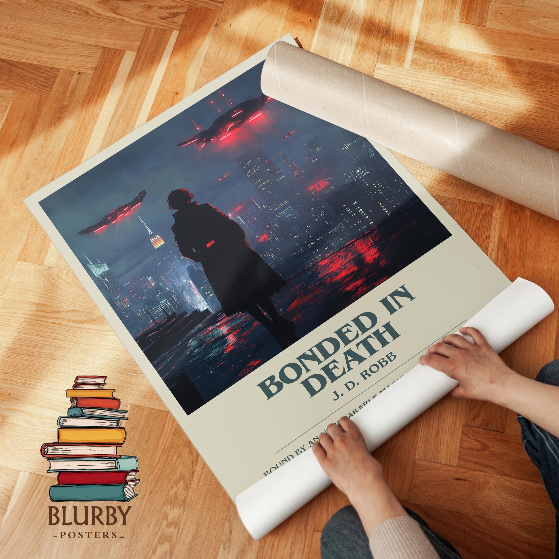 Bonded in Death book poster packaging – museum-quality print rolled in protective tube