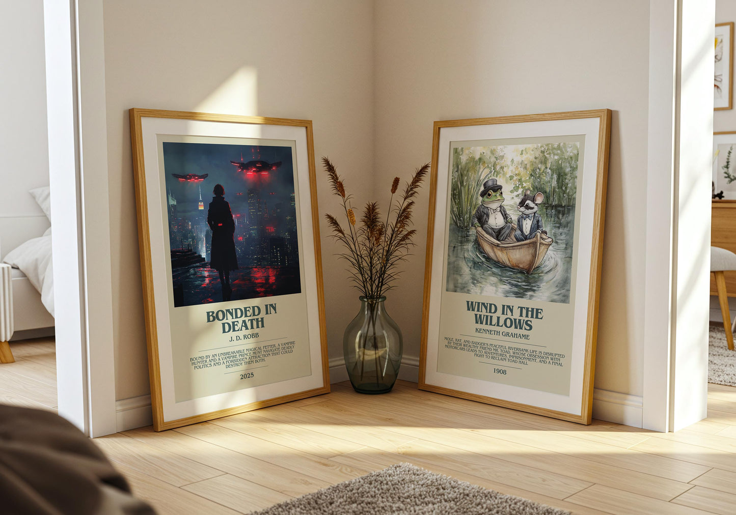 Bonded in Death bookish poster paired in gallery wall – literary art prints