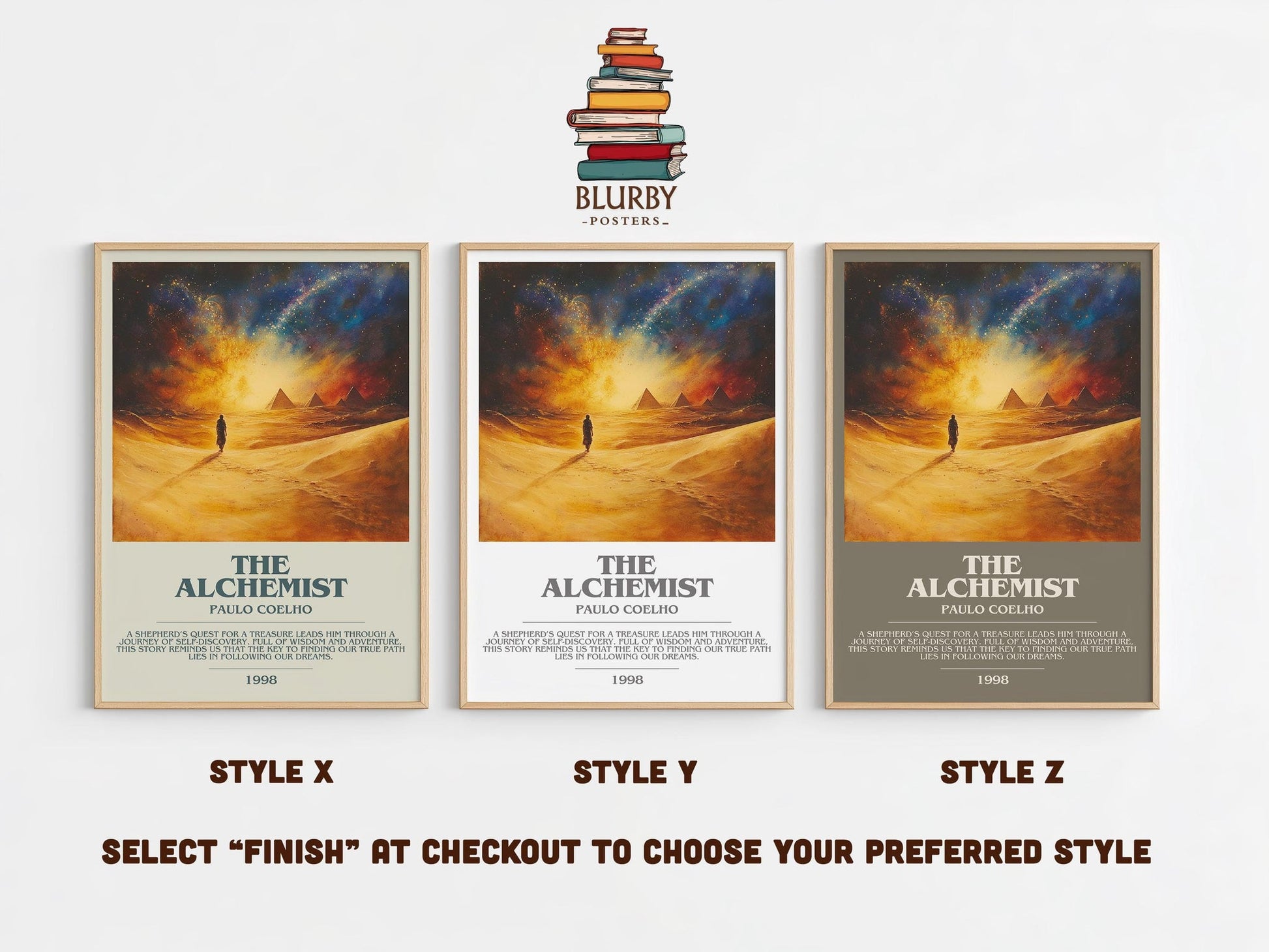 The Alchemist bookish poster colour and style options – Paulo Coelho book art