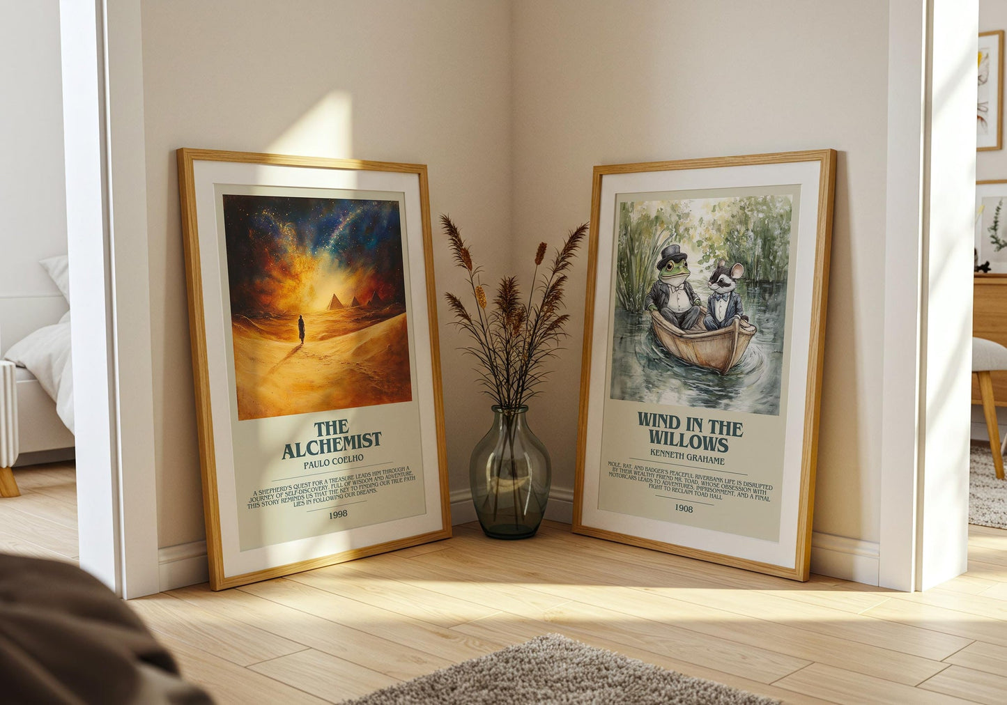 The Alchemist bookish poster paired in gallery wall – literary art prints