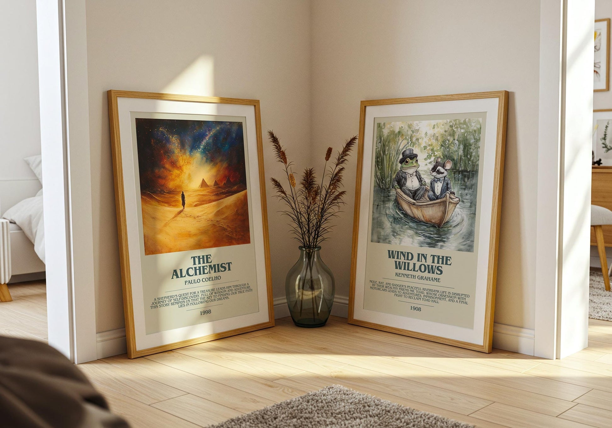 The Alchemist bookish poster paired in gallery wall – literary art prints
