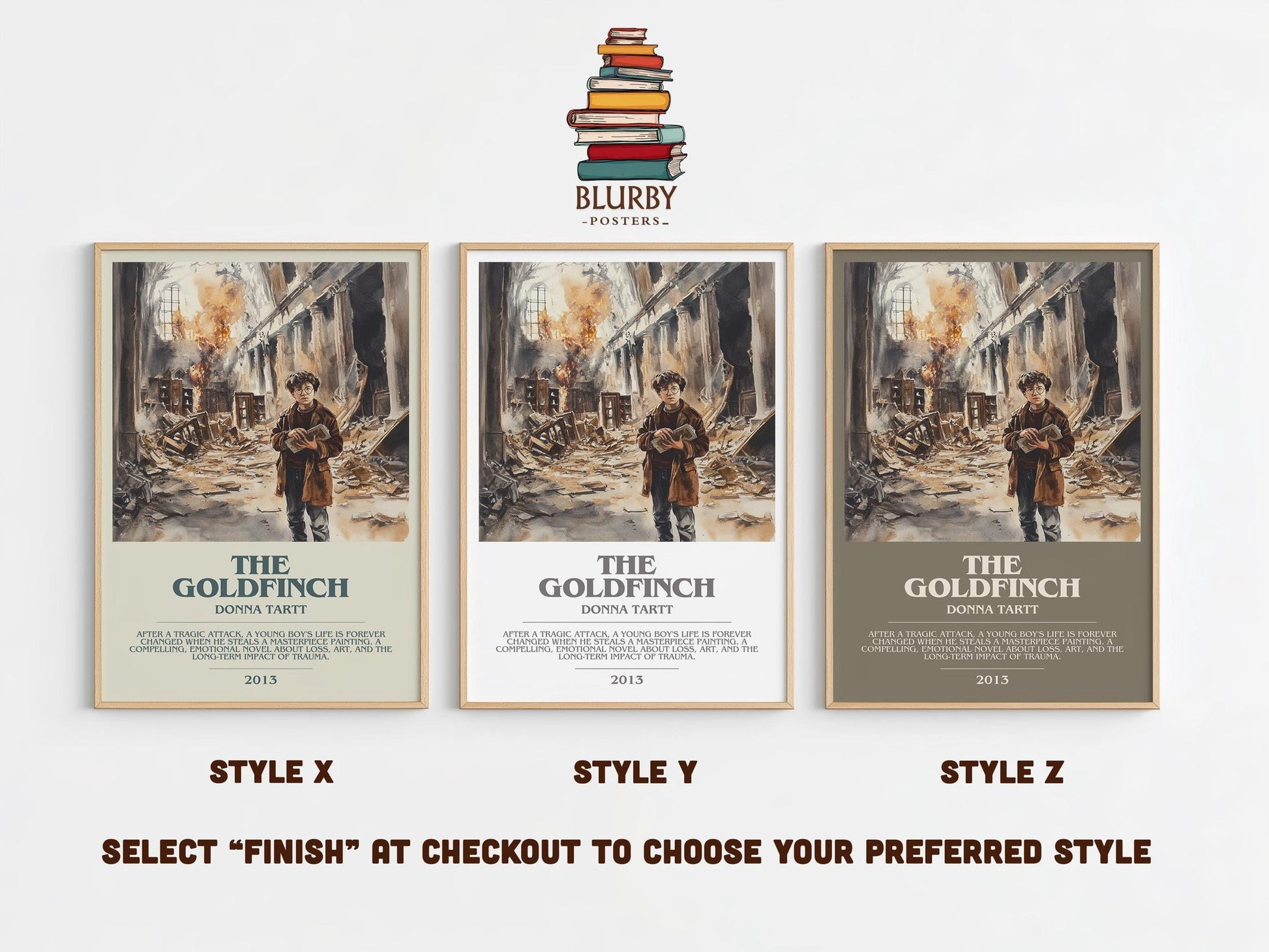 The Goldfinch bookish poster colour and style options – Donna Tartt book art
