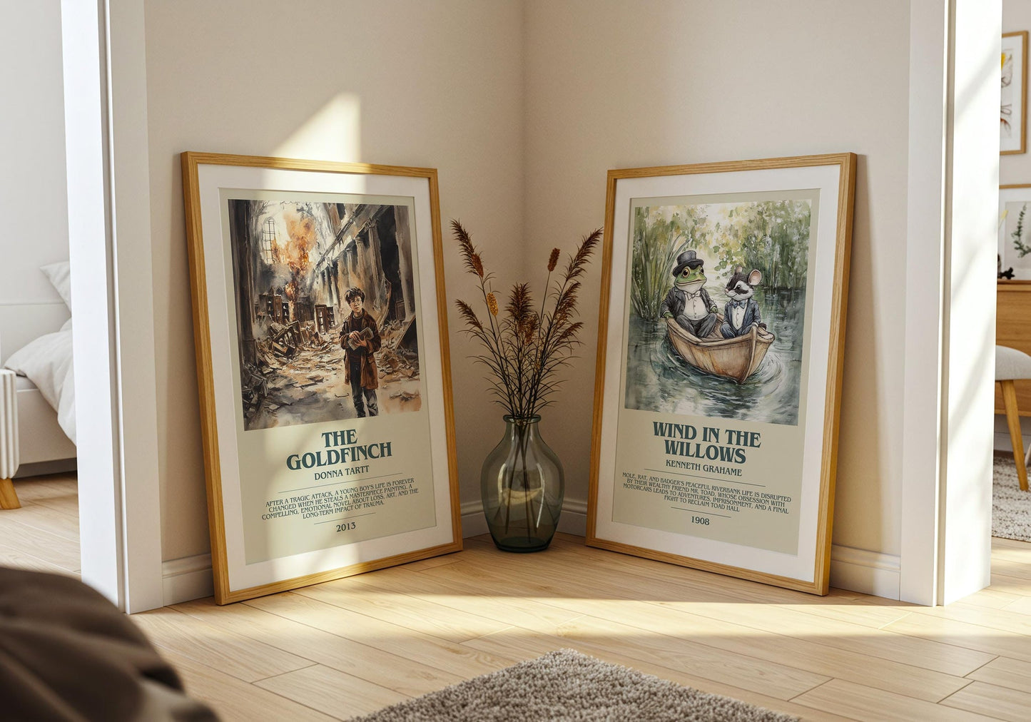 The Goldfinch bookish poster paired in gallery wall – literary art prints