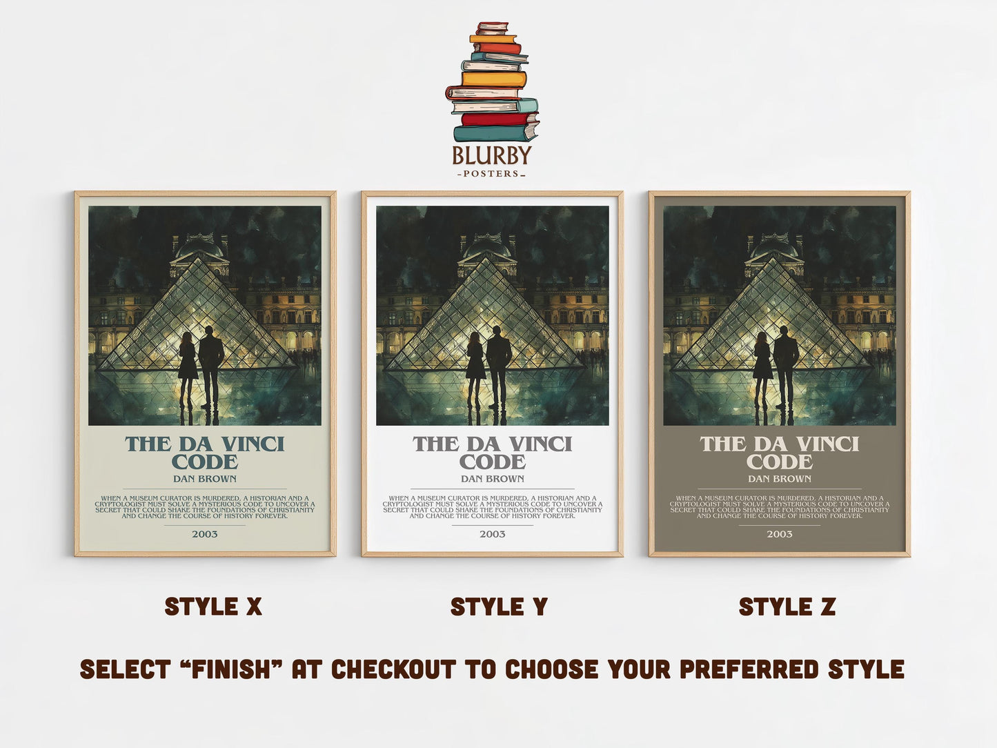 The Da Vinci Code bookish poster colour and style options – Dan Brown book art