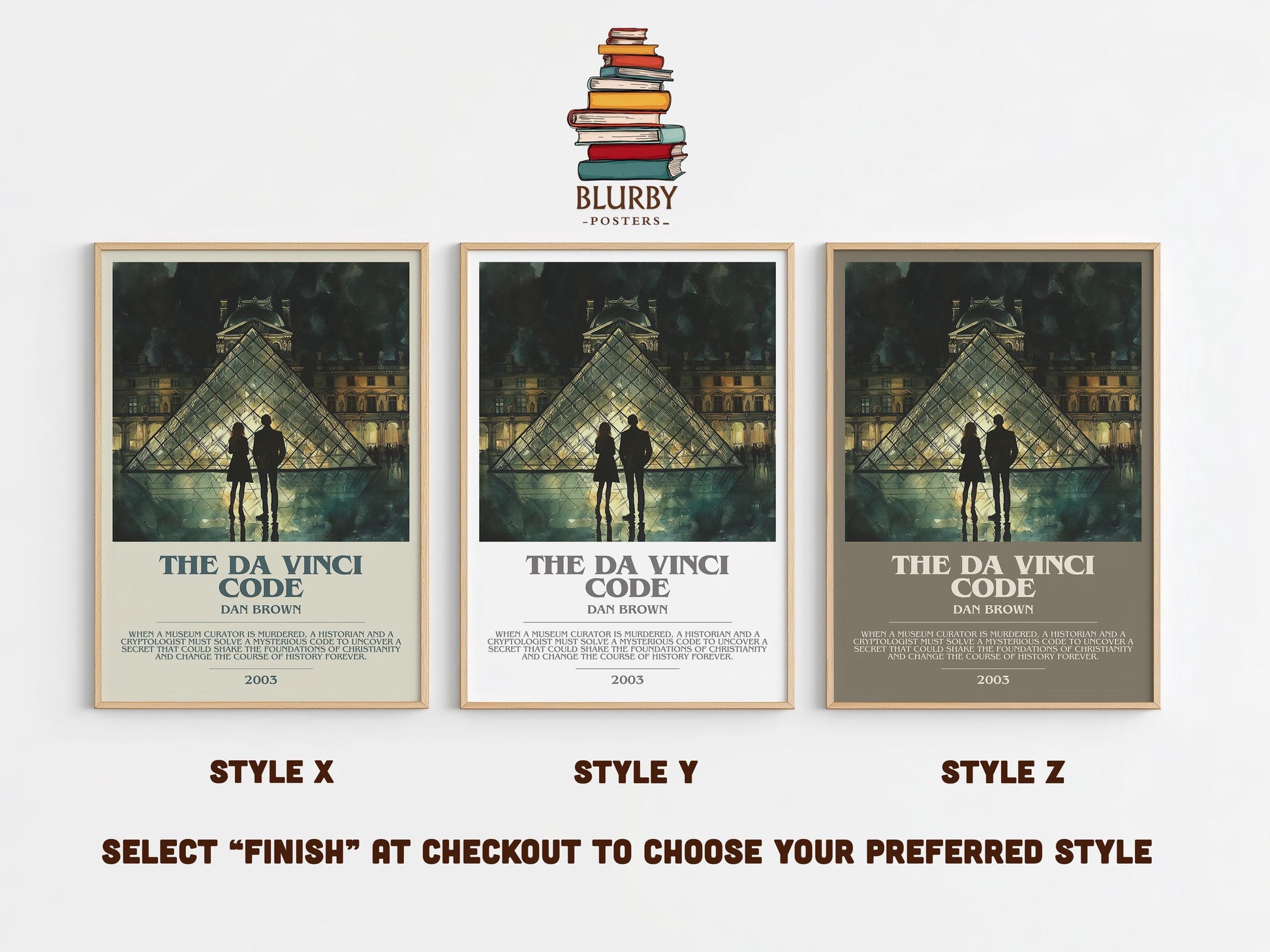 The Da Vinci Code bookish poster colour and style options – Dan Brown book art