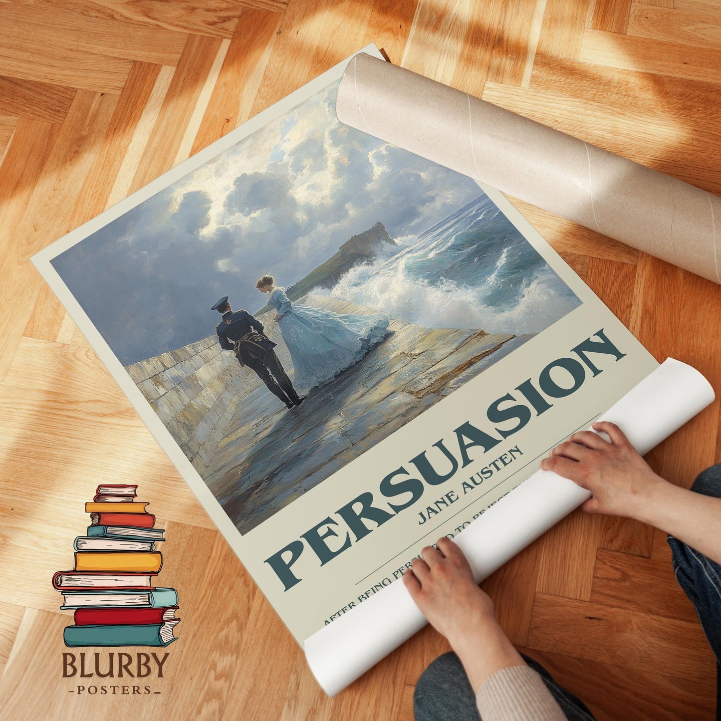 Persuasion book poster packaging – museum-quality print rolled in protective tube