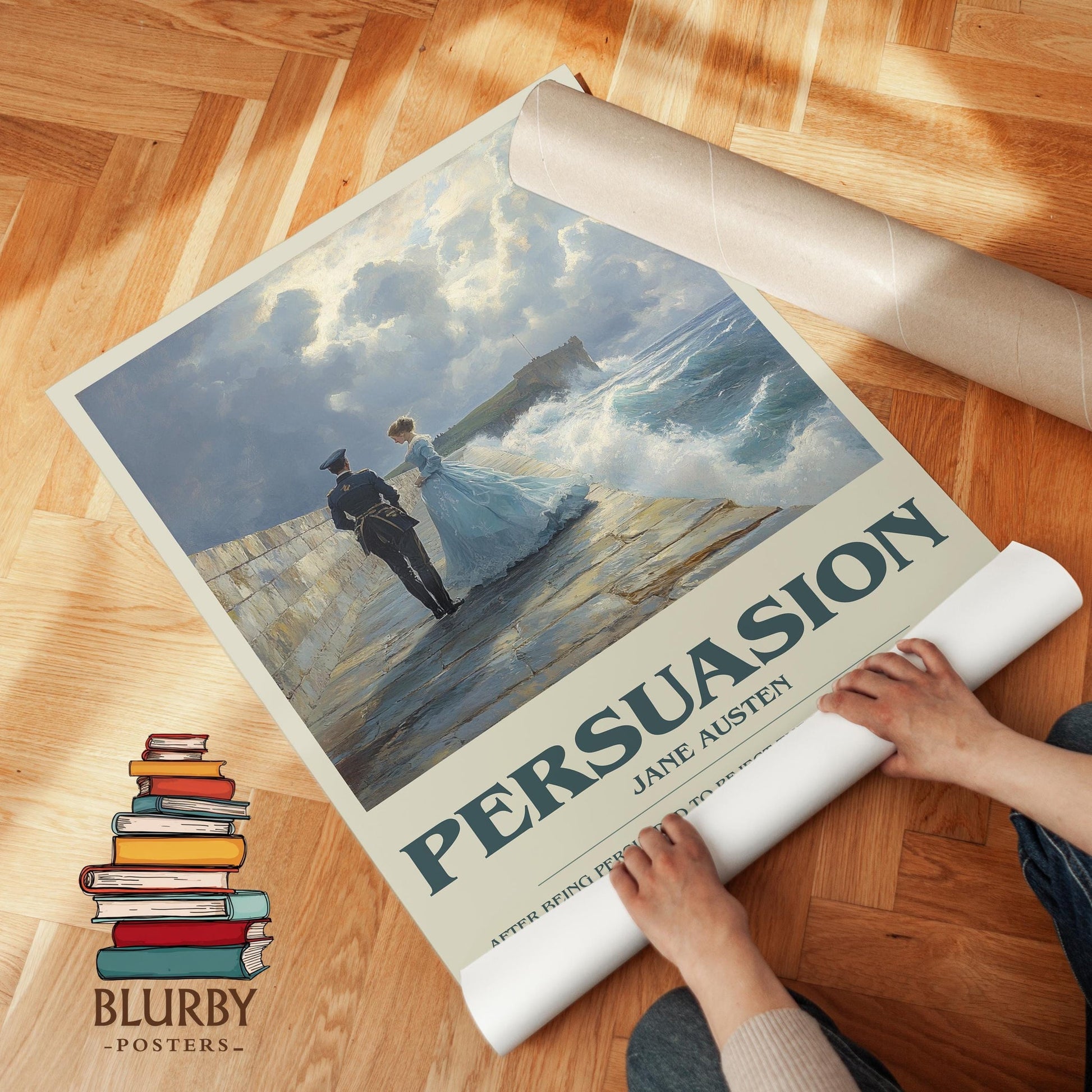 Persuasion book poster packaging – museum-quality print rolled in protective tube