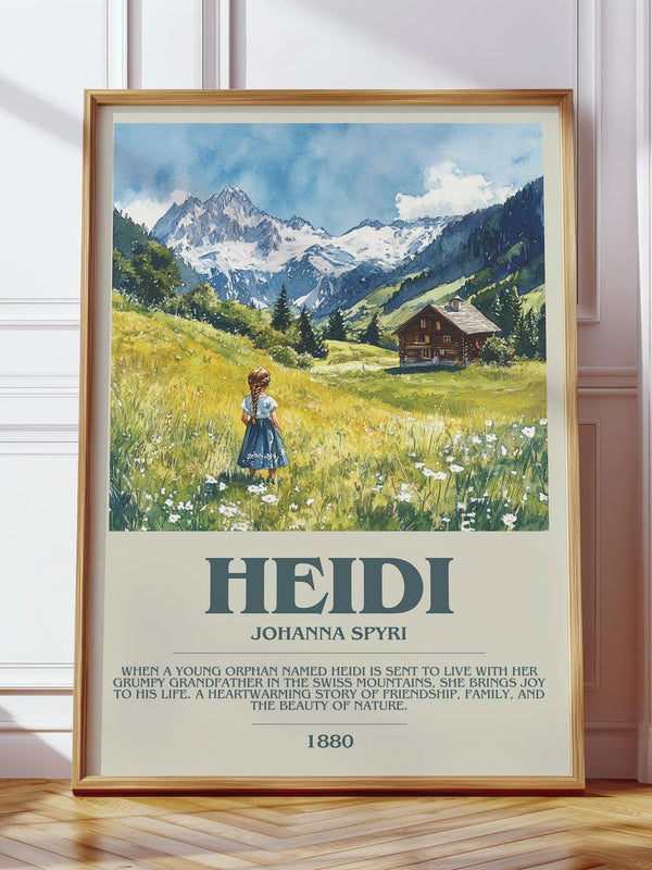 Heidi bookish print in frame leaning in hallway – childrens wall art