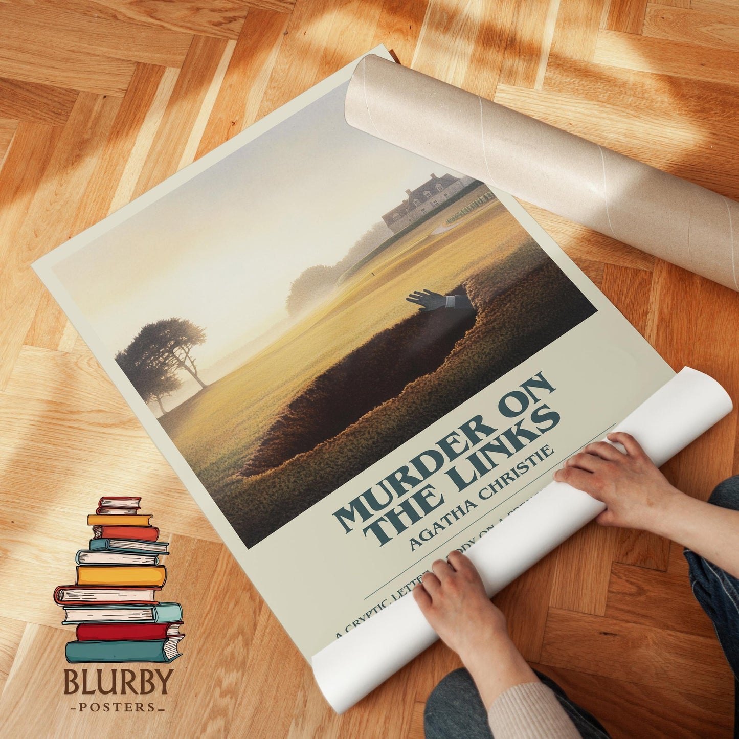 The Murder on the Links book poster packaging – museum-quality print rolled in protective tube