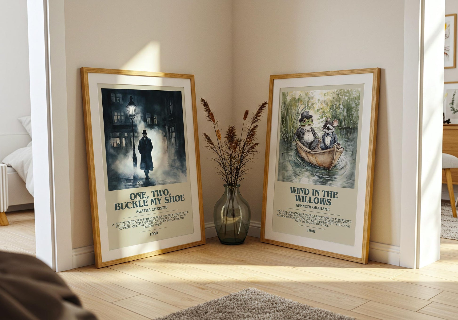 One, Two, Buckle My Shoe bookish poster paired in gallery wall – literary art prints