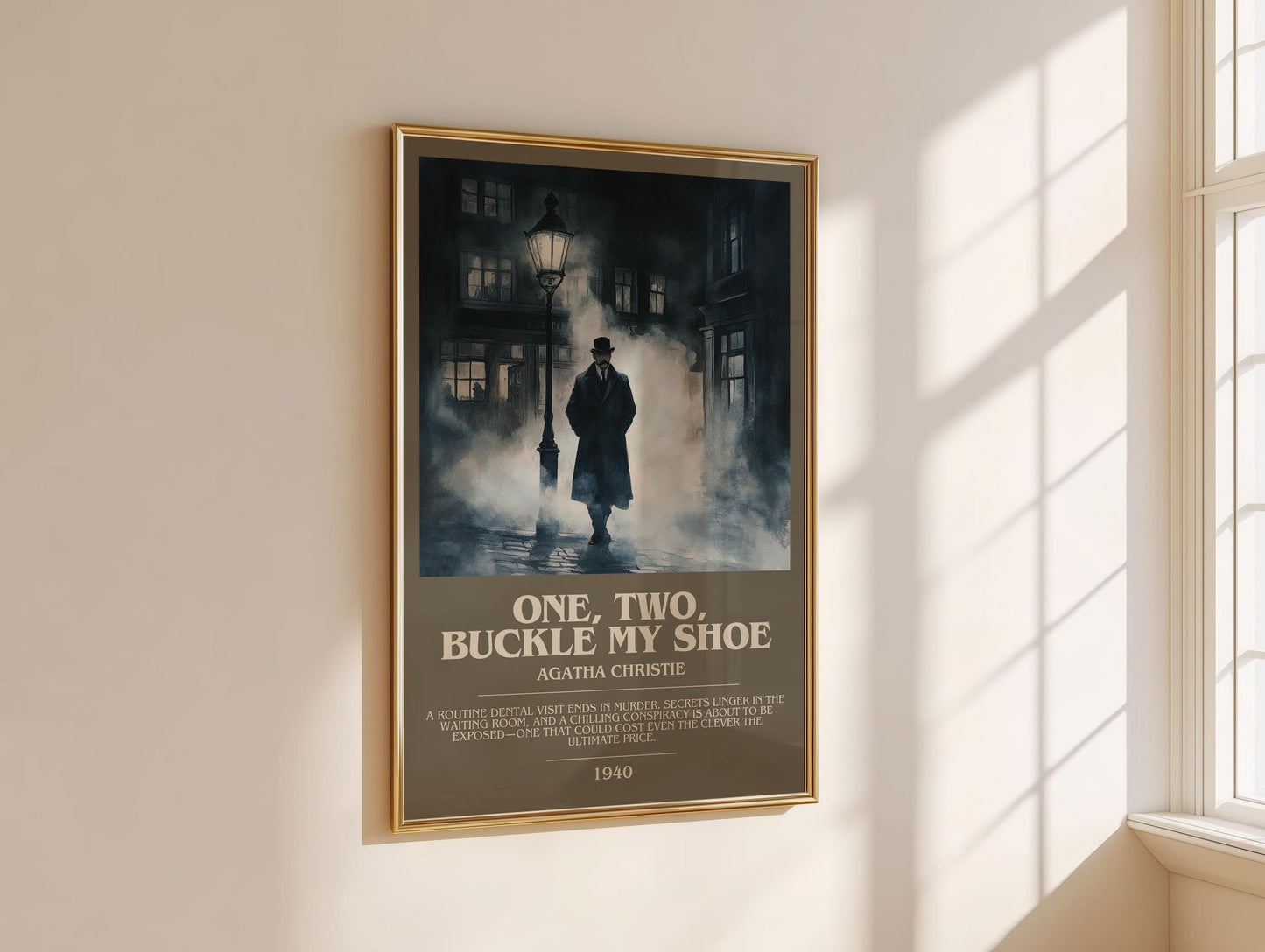 One, Two, Buckle My Shoe bookish book poster framed on wall – mystery wall art