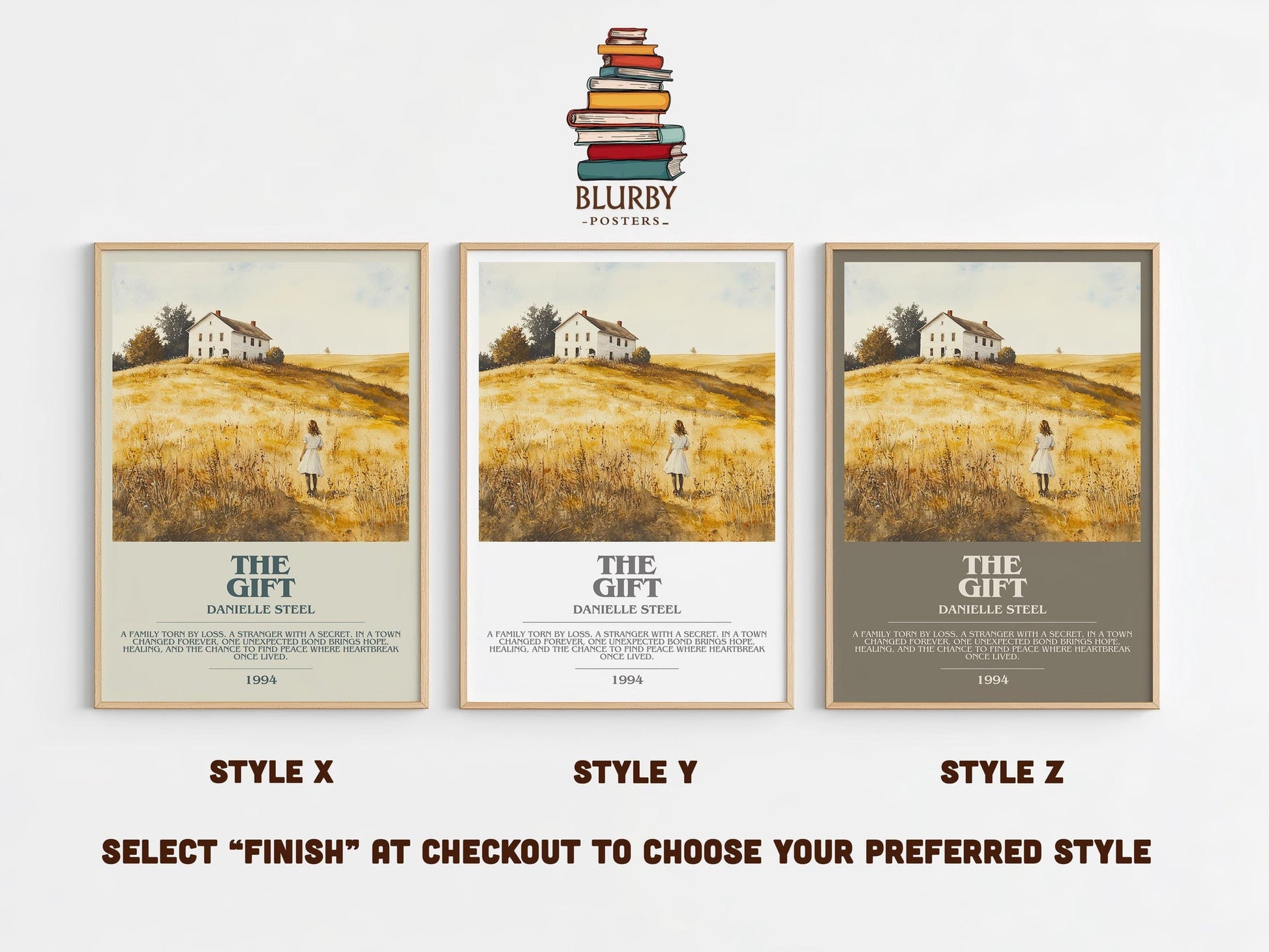 The Gift bookish poster colour and style options – Danielle Steel book art