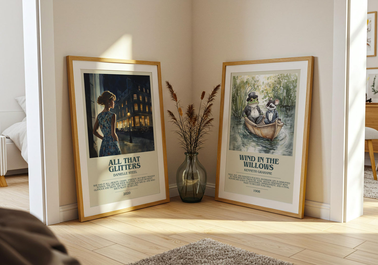 All that Glitters bookish poster paired in gallery wall – literary art prints