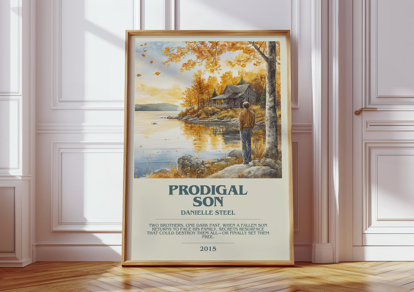 Prodigal Son bookish print in frame leaning in hallway – romance wall art