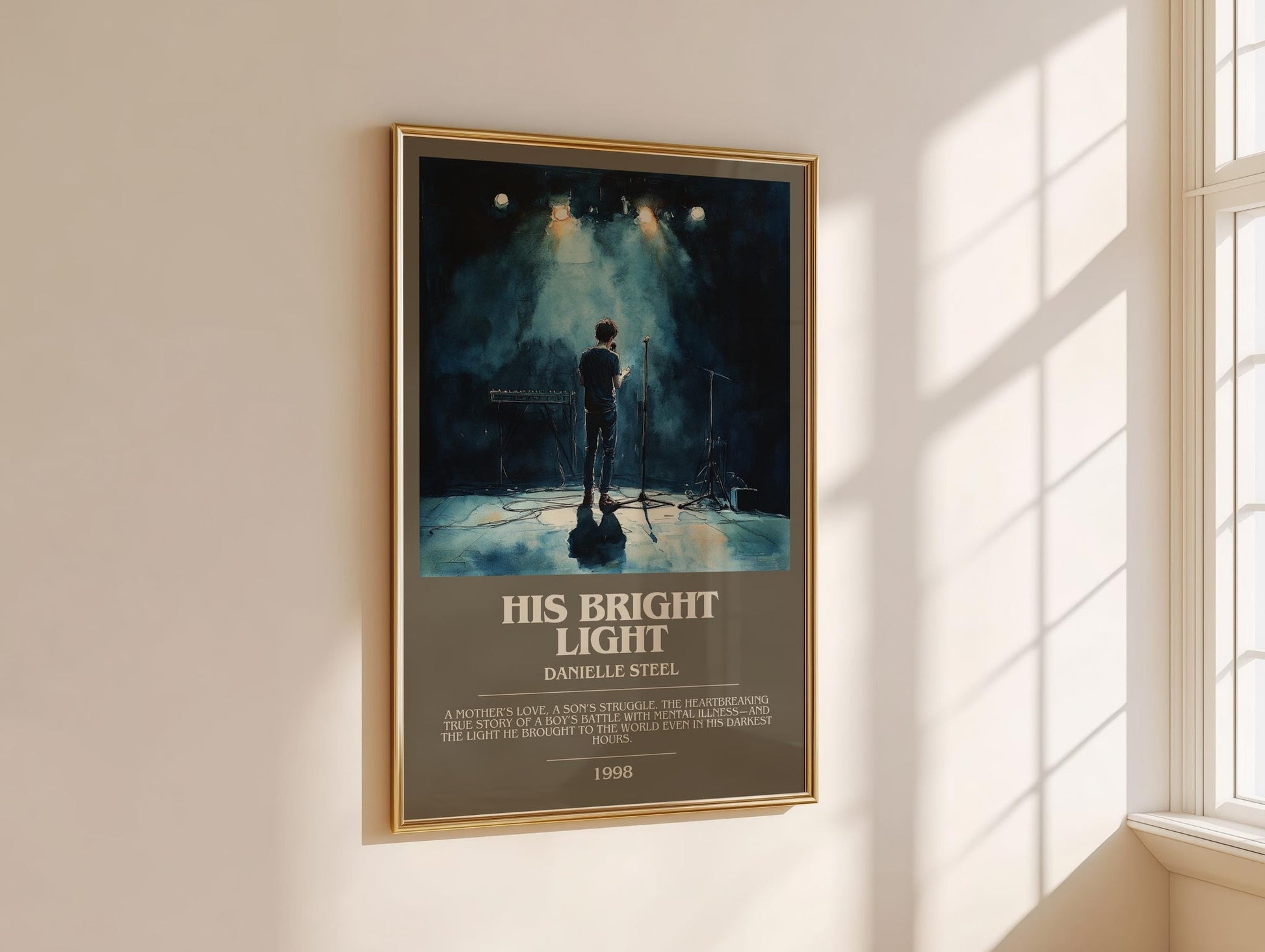 His Bright Light bookish book poster framed on wall – memoir wall art