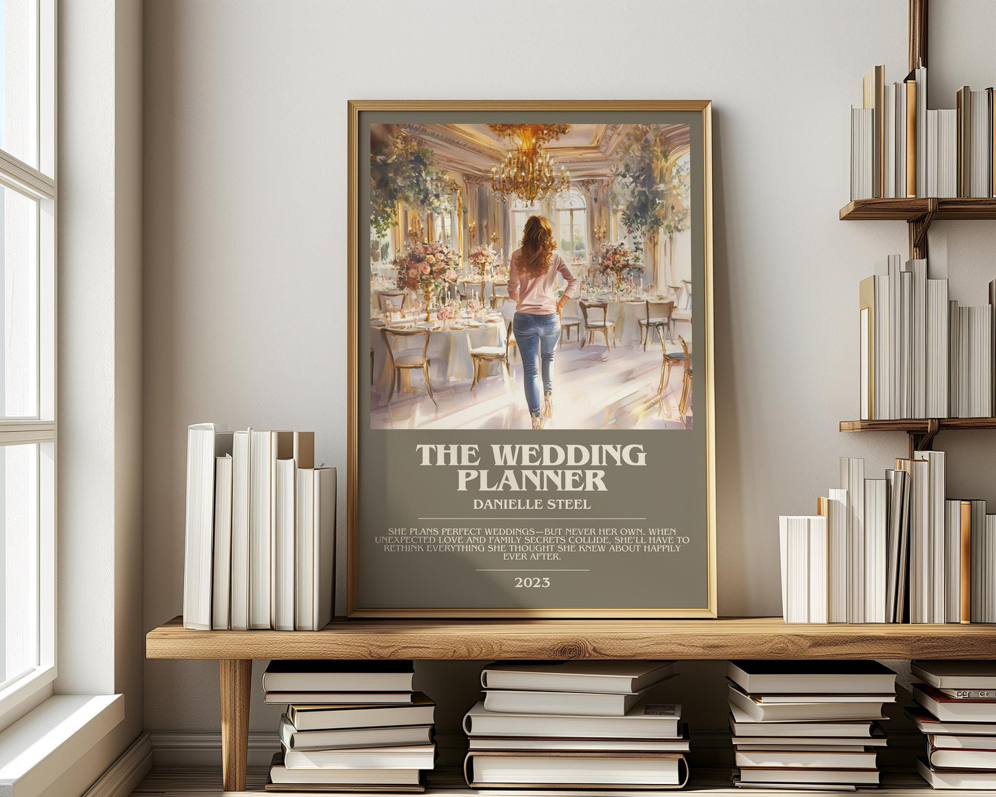The Wedding Planner bookish print on bookshelf – Danielle Steel fan gift