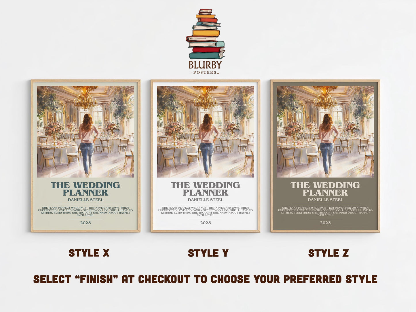 The Wedding Planner bookish poster colour and style options – Danielle Steel book art