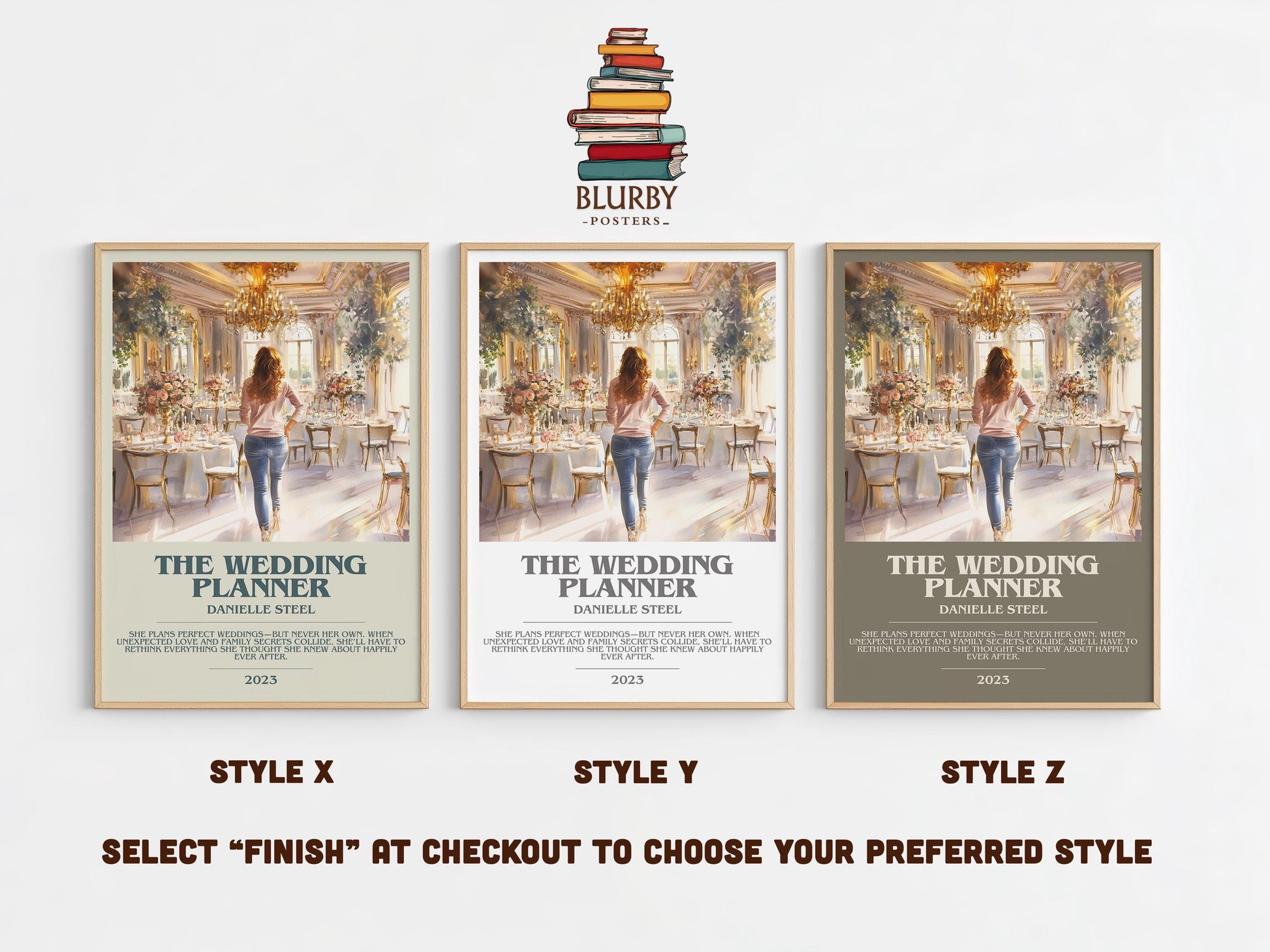 The Wedding Planner bookish poster colour and style options – Danielle Steel book art
