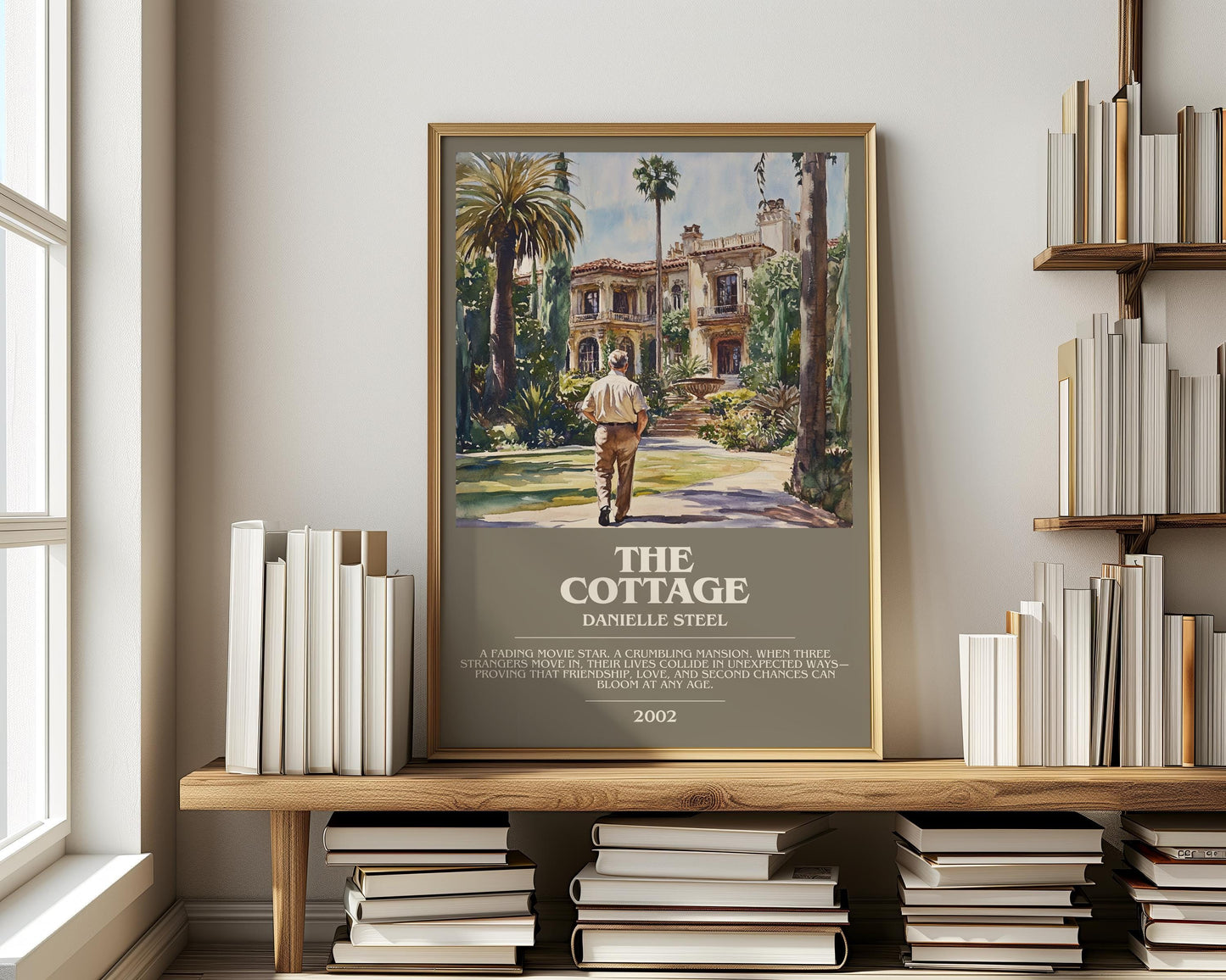 The Cottage bookish print on bookshelf – Danielle Steel fan gift