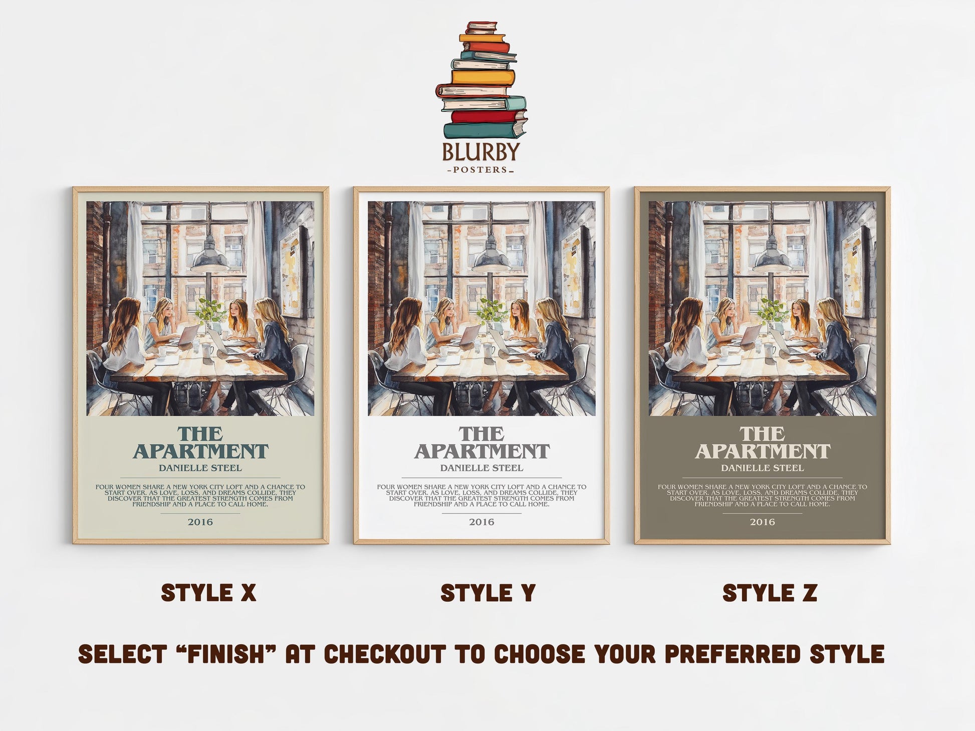 The Apartment bookish print framed by window – literary home decor