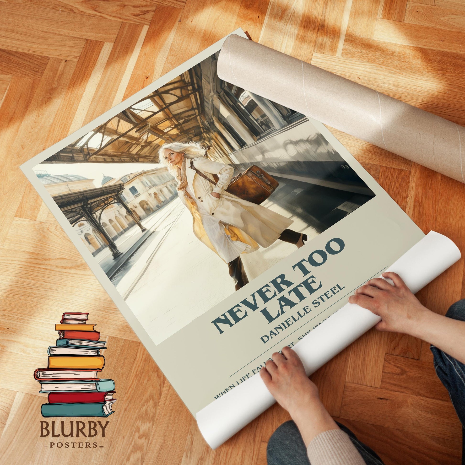 Never Too Late book poster packaging – museum-quality print rolled in protective tube