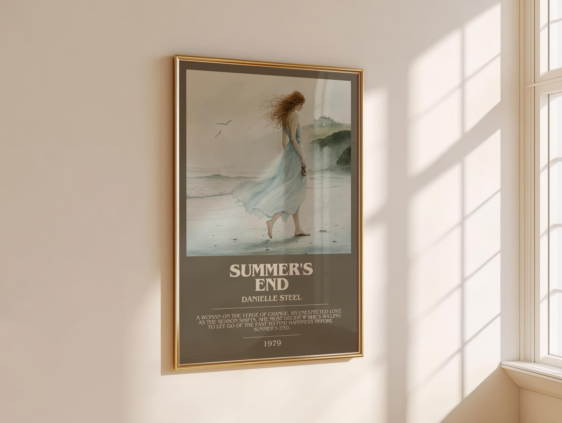 Summer's End bookish book poster framed on wall – romance wall art