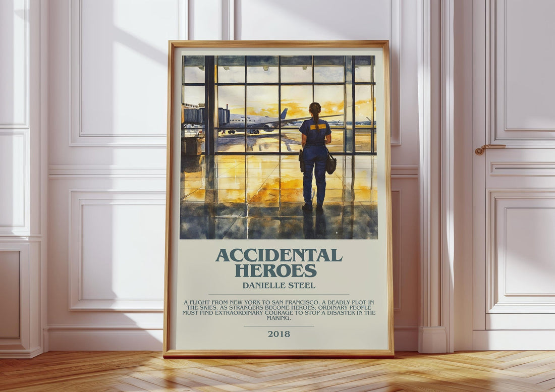 Accidental Heroes bookish poster colour and style options – Danielle Steel book art (mockup)