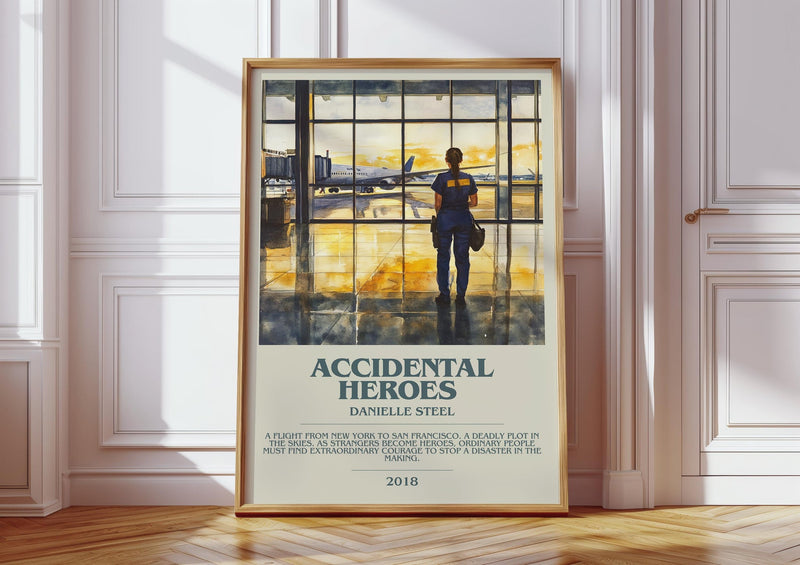 Accidental Heroes bookish poster colour and style options – Danielle Steel book art