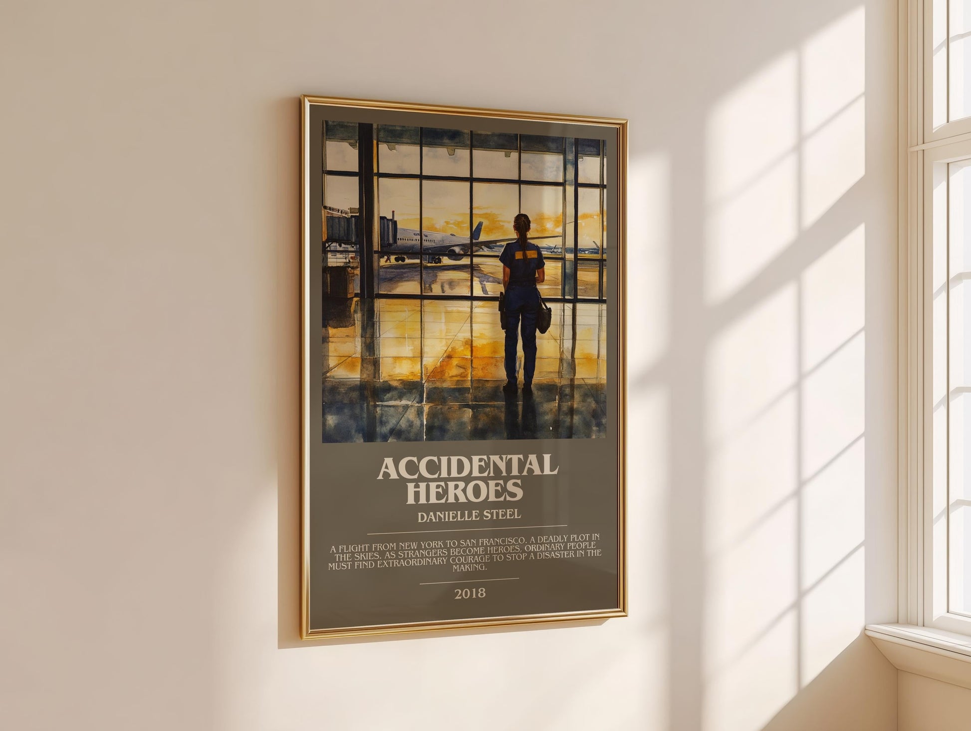 Accidental Heroes bookish print on bookshelf – Danielle Steel fan gift