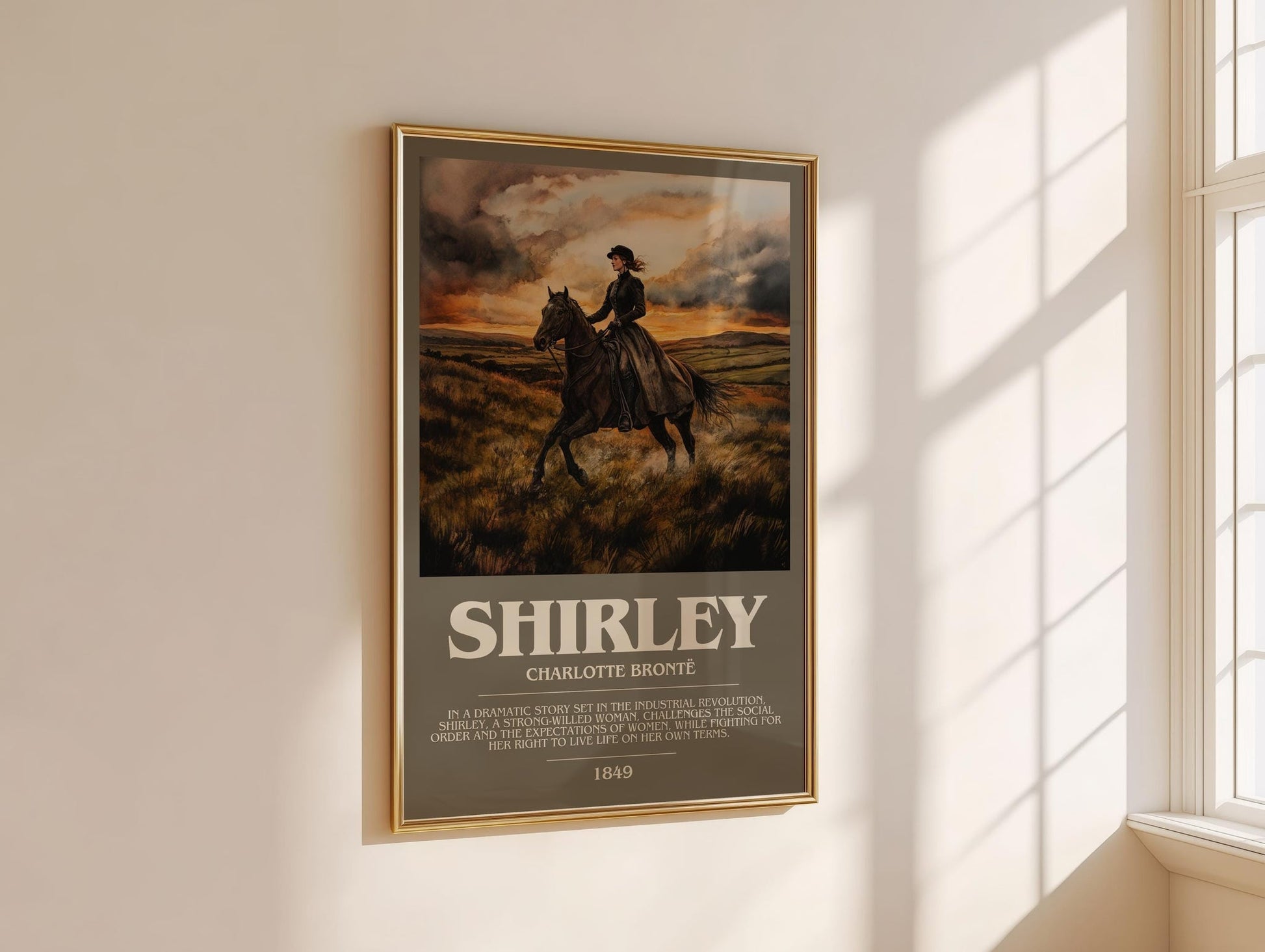 Shirley bookish print on bookshelf – Charlotte Brontë fan gift